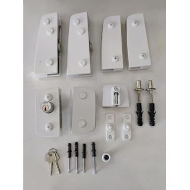 Imagem de Kit 08 ZAMAC/METAL para porta pivotante dupla em vidro temperado Hela (Branco)