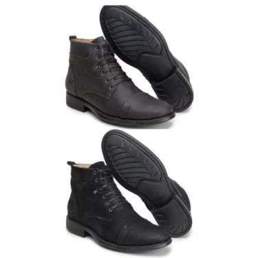 Imagem de Kit 2 Pares Bota Botina Coturno Masculino Couro 100% Legitimo - Capare