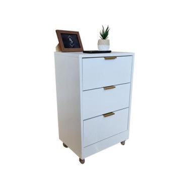 Imagem de Mesa De Cabeceira 40Cm 3 Gaveta Quarto Pux. Gold Com Rodinha - Fl Deco