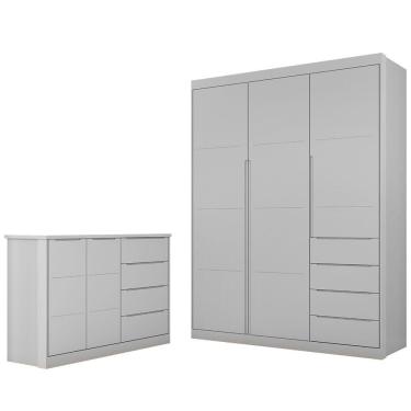 Imagem de Jogo De Quarto Infantil Guarda Roupa E Cômoda Pérola Cinza