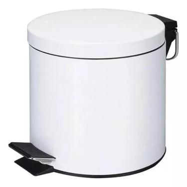 Imagem de Lixeira Inox 3 Litros Com Pedal Cesto Removível Para Banheiro Ou Cozinha Branca