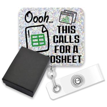 Imagem de AGMDESIGN Oh This Calls for A Spreadsheet Engraçado Carretel de Crachá Retrátil, Emblemas de Planilha MS Office Excel, Presentes de Humor para Colega de Trabalho, Analista de RH, Contador, Carretéis