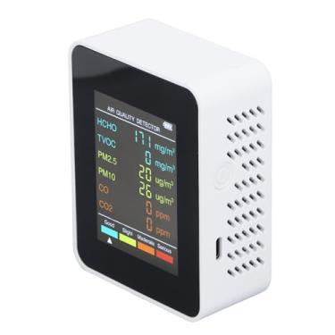 Imagem de Medidor de Qualidade do Ar Interno, CO2 TVOC HCHO PM2.5 PM10 Detector Com Alarme, Carregamento USB, Trabalho de Trabalho 24 Horas, Tela de Luz de Fundo, Inspeção de Convecção