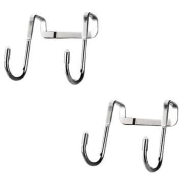 Imagem de peças sobre ganchos de porta de aço inoxidável gancho de cabide de porta pendurar bolsa toalha gancho para cozinha banheiro armário armário roupas, 2 peças prata