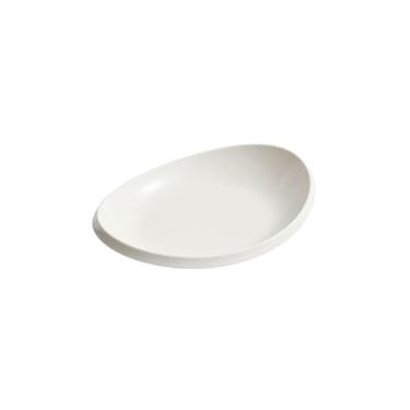 Imagem de Prato de peixe de cerâmica chanfrado para uso doméstico, prato oval branco puro para restaurante de hotel - 32,8 cm