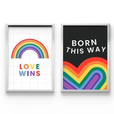 Imagem de Kit 2 Quadros Decorativos Born This Way Orgulho Lgbtqia+ A2 - SignMaq,