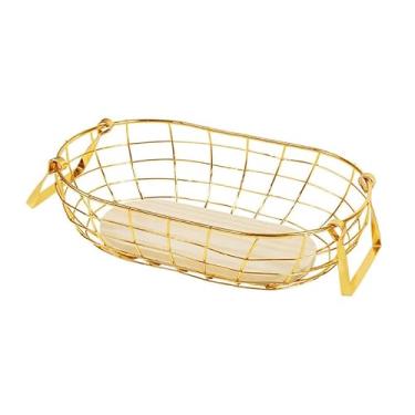 Imagem de Cesta de armazenamento retrô de metal para cozinha, sala de estar, frutas e vegetais, decoração de casa, cesta de frutas