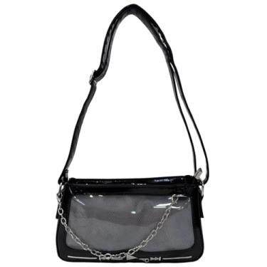 Imagem de RILGOU Grunge Y2K Gótico Vintage Kawaii Inserção Corrente Extra Decoração Ajustável Bolsa tiracolo Ita Bag, Preto, Unisize