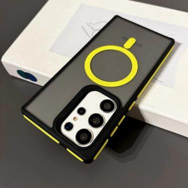 Imagem de MVVKKY Para Samsung S24 Plus Case Fashion Slim Matte Liquid Pc Magnetic Wireless Charging Phone Cover (Para Samsung S24 Plus/Amarelo)