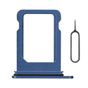 Imagem de Risidamoy Bandeja de cartão SIM azul única para iPhone 12 Mini substituição versão dos EUA adaptador de suporte de bandeja de cartão SIM com ejetor SIM de reparo de celular para iPhone 12mini A2176