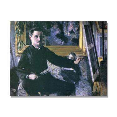 Imagem de Impressões em tela famosas, reprodução em tela, pintura emoldurada, imagem de arte de parede para decoração de casa. (autorretrato com um cavalete apenas). Tela de 50 x 65 cm - 19,7 x 25,6 pol