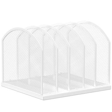 Imagem de Gawerk Organizador vertical de mesa de 5 seções, classificador de pasta de arquivos de malha de 5 seções para escritório, casa, sala de aula (branco, pacote 1)