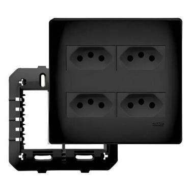 Imagem de Conjunto 4x4 4 Tomadas 20A Fame Habitat Black Preto Fosco