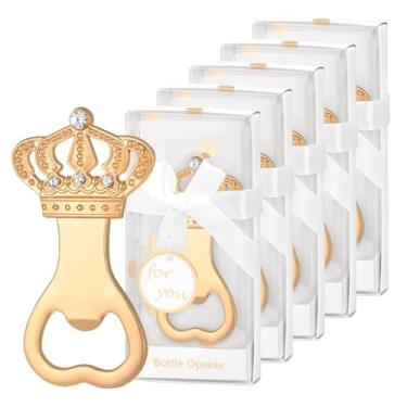 Imagem de 50 peças de abridores de garrafa de coroa para lembrancinhas de chá de bebê, presentes de devolução ou decorações de casamento e aniversário, lembranças de noiva para convidados