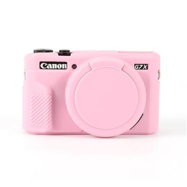 Imagem de Capa para G7X Mark II, capa protetora de silicone macio ultrafina e leve para câmera Canon PowerShot G7X Mark II com capa de lente removível (rosa)