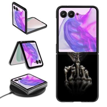 Imagem de GYSYSQSH Capa para Motorola Moto Razr Plus 2024 para Moto Razr 50 Ultra, capa de telefone para mulheres e homens, fina, rígida, PC, à prova de choque, capa flip para Moto Razr+ 5G 2024, caveira preta