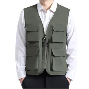 Imagem de Colete De Pesca Leve E Respirável Para Trabalho Com Vários Bolsos, Para Homens Ao Ar Livre, Jaqueta De Fotografia Sem Mangas Com Zíper Para Viagem Verão, Seu Acampamento, Caminhada(Green,XX-Large)