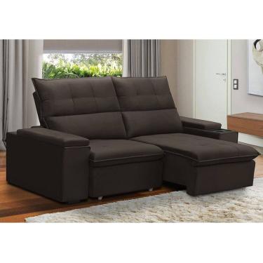 Imagem de Sofá Retrátil e Reclinável Parma 1,80m com Porta Copos e Objetos Marrom