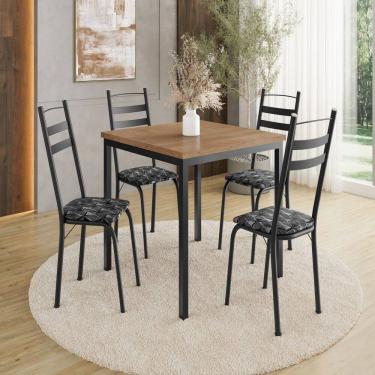 Imagem de Conjunto Adriana 90x90 com 4 Cadeiras Preto/Silver/ Demolição