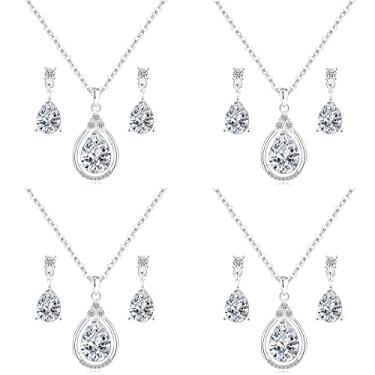 Imagem de ZHUWE Conjunto de joias de dama de honra para mulheres 1-4-6-8 conjunto de colar conjunto de brincos para casamento 18K ouro rosa ou prata banhado com strass de cristal, Zinco, Strass Cristal