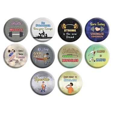 Imagem de Creanoso Botões de alfinete de treino de academia (1 x 10 designs) - Incentivos divertidos de recompensa em sala de aula para estudantes e crianças - lembrancinhas de festa e brindes para meninos