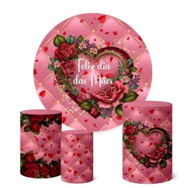 Imagem de Trio Capas Cilindro + Painel Redondo Sublimado 1,50m Dia Das Mães (K1MAE025)