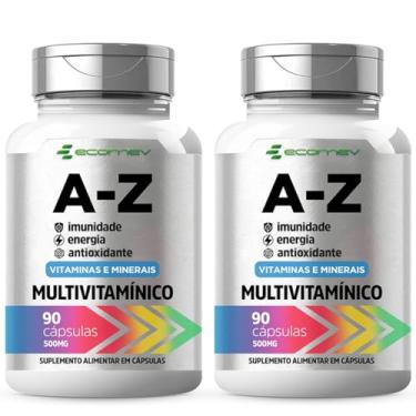 Imagem de 2x Multivitaminico A-Z Completo 22 Vitaminas E Minerais 90 Cápsulas - Ecomev