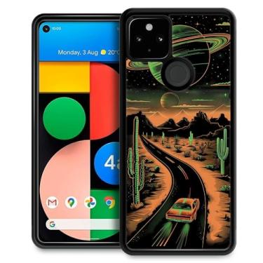 Imagem de CARLOCA Capa compatível com Google Pixel 5 com estampa Alien Orange Desert Road Ultra Proteção à prova de choque de silicone macio TPU antiderrapante traseira para Google Pixel 5