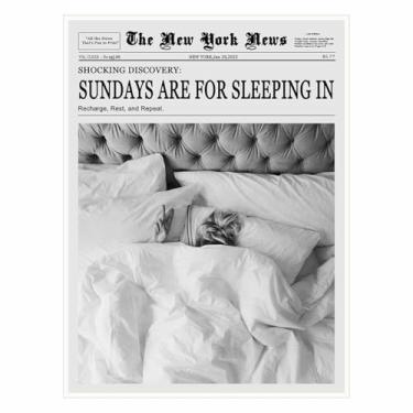 Imagem de Arte de parede impressa de jornal moderna – Decoração estética de dormitório Y2K 28 x 35 cm, pôster com citação inspiradora feminista, arte moderna de escritório e apartamento, estética retrô preto e