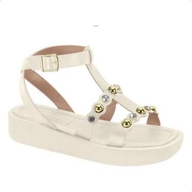 Imagem de Sandalia Beira Rio Original Anabela Pedras Tornozelo Tamanco, Branco o