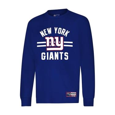 Imagem de Ultra Game NFL New York Giants Camiseta juvenil super macia gola redonda manga comprida, cor do time, 18/20