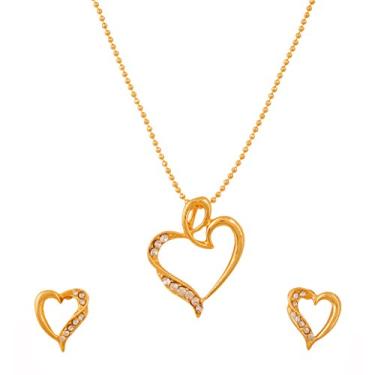 Imagem de Touchstone Conjunto de pingente de coração banhado a ouro para mulheres