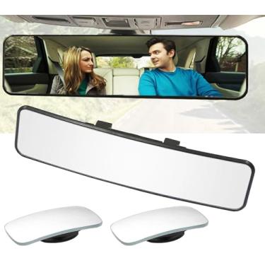 Imagem de Espelho retrovisor traseiro KITBESET, espelho retrovisor panorâmico com clipe interno universal para reduzir o ponto cego de forma eficaz – Grande angular – convexo – para carros, SUV, caminhões