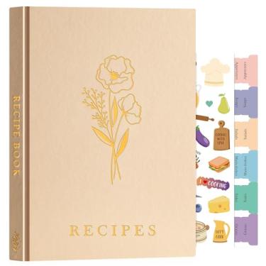 Imagem de Lanpn Caderno de receitas em branco para escrever em suas próprias receitas, capa de couro B5, à prova d'água, caderno de culinária vazio para 70 receitas, livro de receitas com adesivos para
