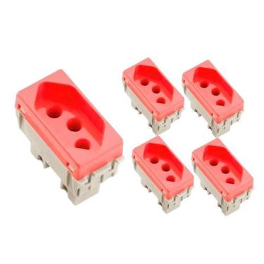 Imagem de Kit 5 Módulos Tomada 2p+t 20a/250v Liz Vermelha Tramontina, Vermelho