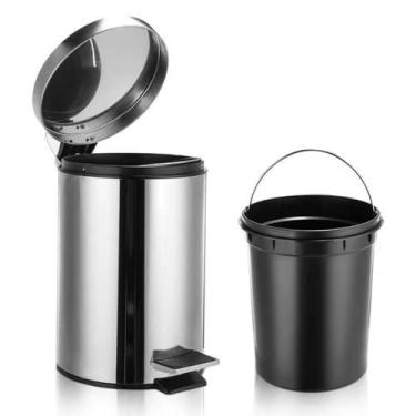 Imagem de Lixeira Inox 30 Litros Com Pedal Basculante Balde Interno - Evolução I