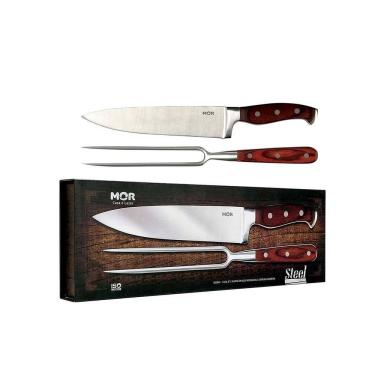 Imagem de Conjunto De Faca 8" E Garfo Inox Para Churrasco Mor