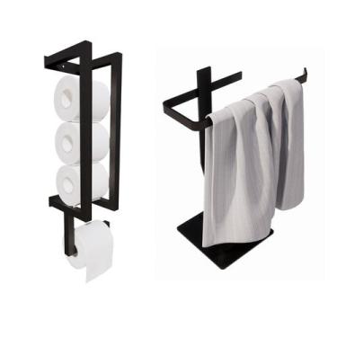 Imagem de Kit Toalheiro Bancada e Papeleira Industrial Banheiro Lavabo - BHS Met