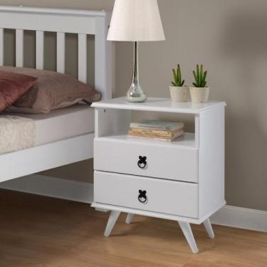 Imagem de Mesa de Cabeceira com 2 Gavetas Mv Outlet, Branco
