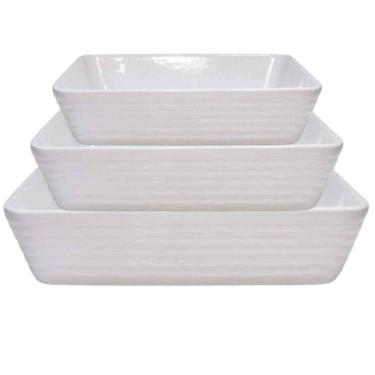 Imagem de Assadeira, Travessa Refrataria Porcelana Branca 3un Linea Lyor