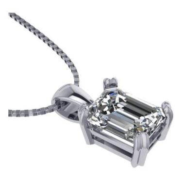 Imagem de Colar Prata 925 Retangular Zirconia - Exclusivo - Tudo Prata, Branco