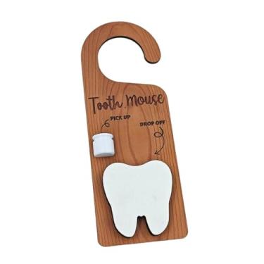 Imagem de Generic Suporte decorativo para porta de dente de madeira, placa de madeira para pendurar na porta, decoração para pegar dente, caixa para crianças, com Rato de Dente