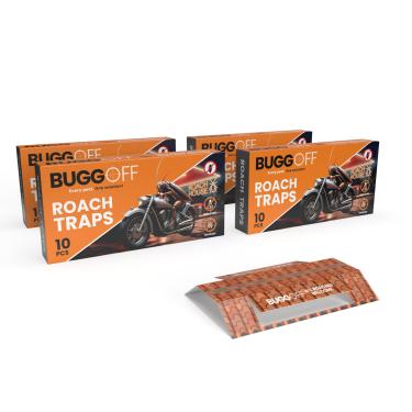 Imagem de BUGGOFF - Pacote com 40 armadilhas para baratas, armadilhas de cola com isca, matador de baratas em ambientes internos e externos, ótimo para casa, escritório, armazém e muito mais! Armadilha adesiva