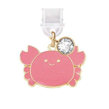 Imagem de ELISE & FONDA Porta de carregamento tipo C TP657, plugue antipoeira, pingente de celular Little Crab para iPhone 15/16/Samsung/OnePlus/Xiaomi/oppo telefones Android (rosa), approx. 2.6 cm (L) x 0.2 cm