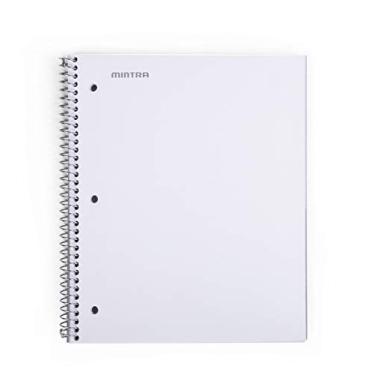 Imagem de Cadernos espirais duráveis da Mintra Office, 1 assunto - 100 folhas, bolso de poliéster, capa resistente à umidade, escola, escritório, negócios, profissional (branco, 1 gráfico 1 peça)