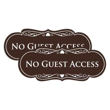 Imagem de All Quality Placa de designer sem acesso para convidados - Plástico durável e fácil instalação | Ideal para restaurantes, bares, hotéis e Airbnb - marrom escuro - médio (pacote com 2)
