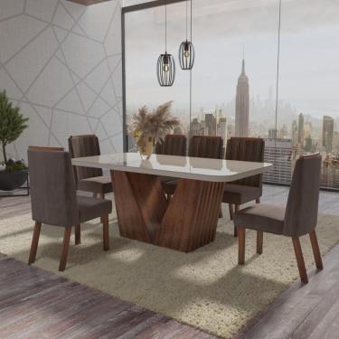 Imagem de Sala de Jantar 180X90 Fenix Amêndoa Bom Pastor 6 Cadeiras