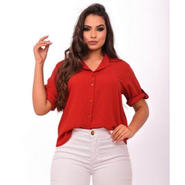 Imagem de camisa feminina chemise social moda evangelica casua manga 3/4 - atrat