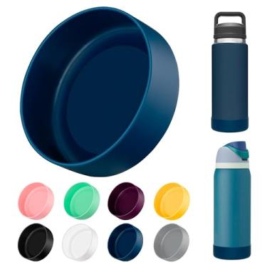 Imagem de Bluwing Bota protetora de silicone para garrafa YETI Rambler de 740 ml, manga de silicone para Owala 947 ml, manga inferior antiderrapante, BPA (azul marinho)