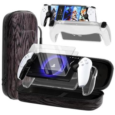 Imagem de QUAGGY 3-in-1 Accessoris Kit Compatible with Playstation Portal, EVA Carrying Case for PS Portal with Clear Skin Protective Cover, 2 Pack Screen Protectors(Walnut bag)
